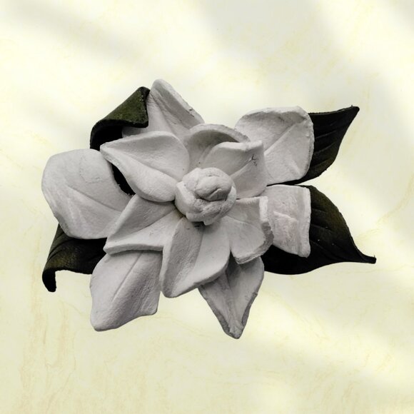 White Leather Flower Brooch from Canadian Naturals - Picture 3 of 5